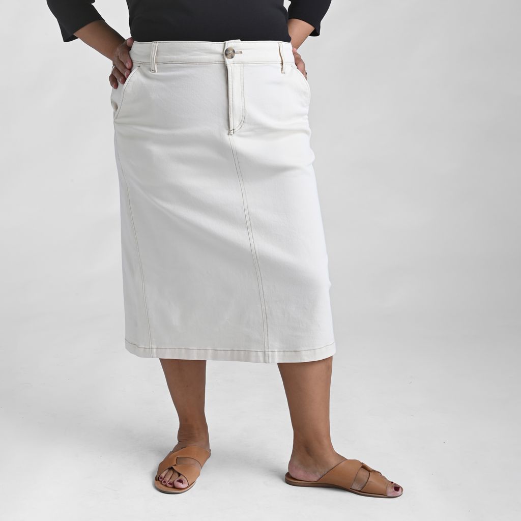 Christopher & Banks Midi Length Straight Utility Pocket Skirt