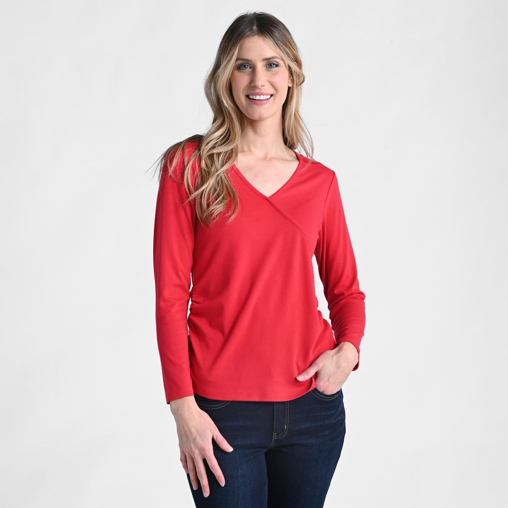Christopher & Banks Faux Wrap Long Sleeve Tee