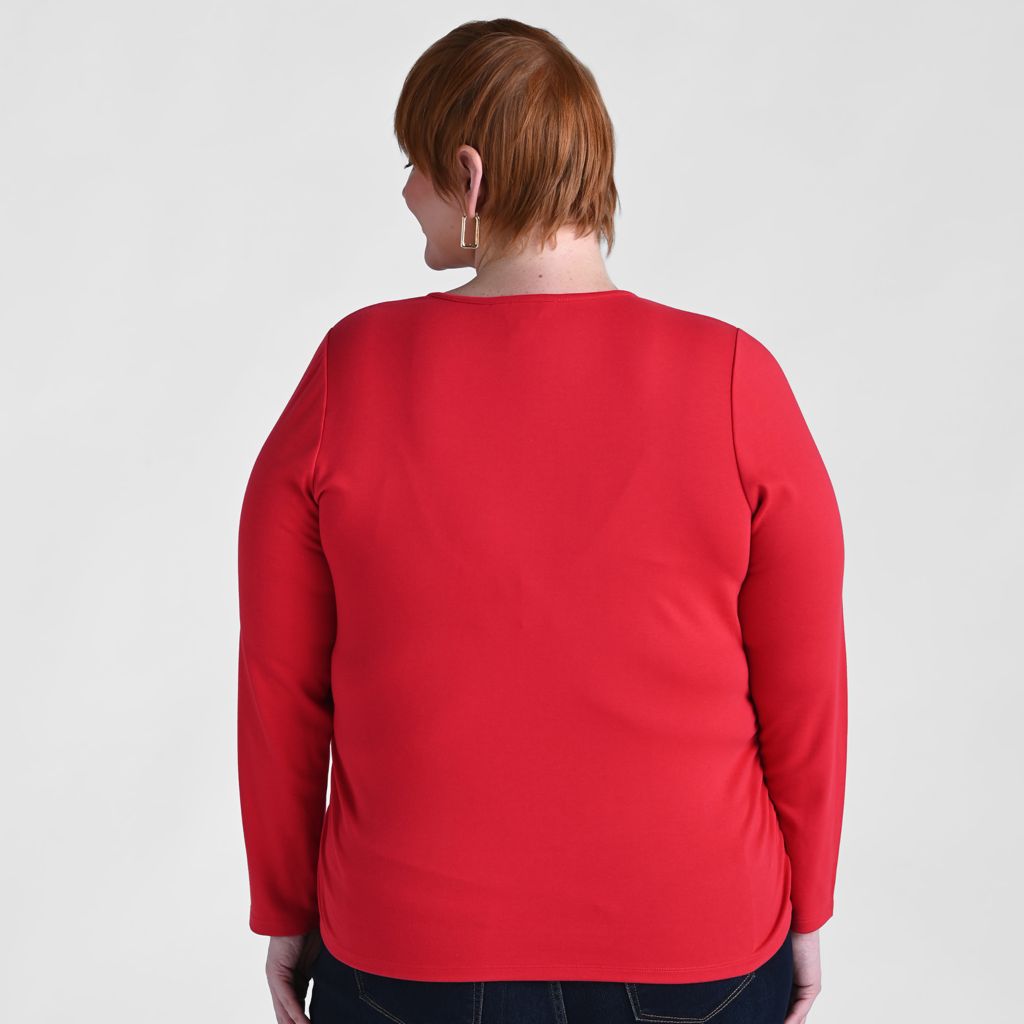 Christopher & Banks Faux Wrap Long Sleeve Tee