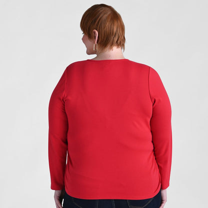 Christopher & Banks Faux Wrap Long Sleeve Tee