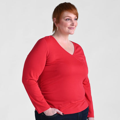 Christopher & Banks Faux Wrap Long Sleeve Tee