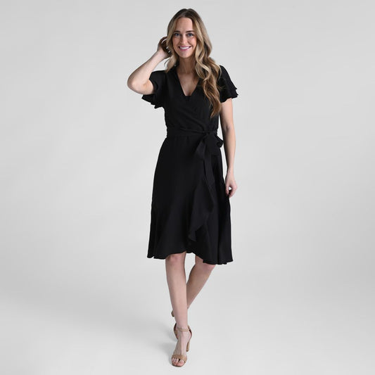 Christopher & Banks Faux Wrap Ruffle Hem Dress