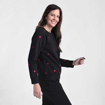 Christopher & Banks Relaxed Restyled Heart Embroidered Sweatshirt