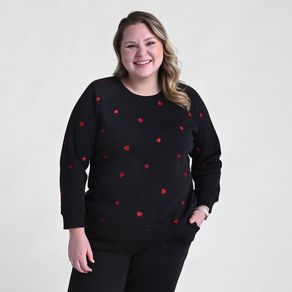 Christopher & Banks Relaxed Restyled Heart Embroidered Sweatshirt