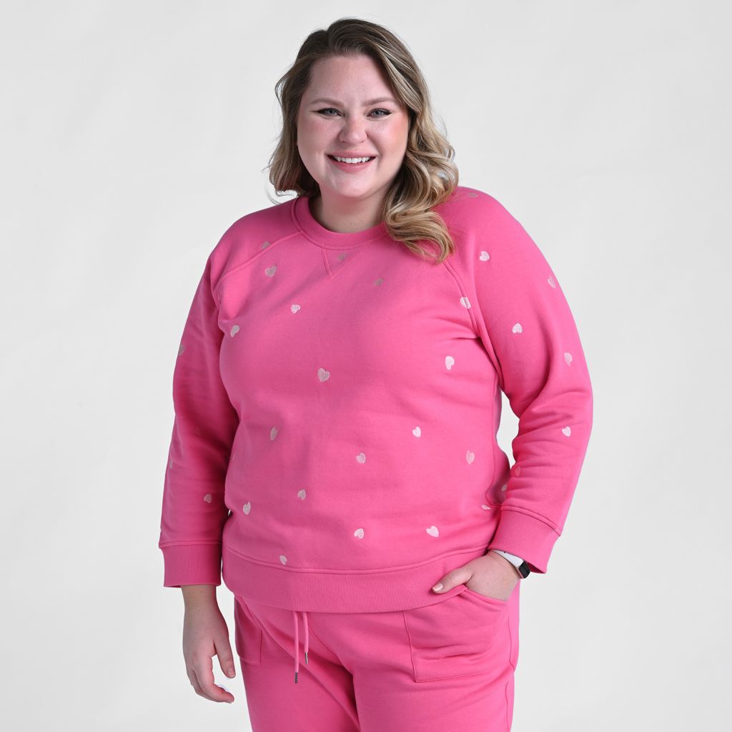 Christopher & Banks Relaxed Restyled Heart Embroidered Sweatshirt