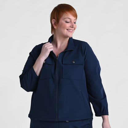 Christopher & Banks Relaxed Restyled Patch Pocket Zip Front Jacket