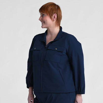 Christopher & Banks Relaxed Restyled Patch Pocket Zip Front Jacket