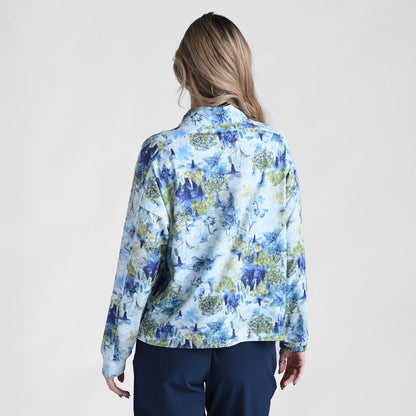 Christopher & Banks Relaxed Restyled Space Dye Print Quarter Snap Top