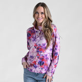 Christopher & Banks Relaxed Restyled Space Dye Print Quarter Snap Top
