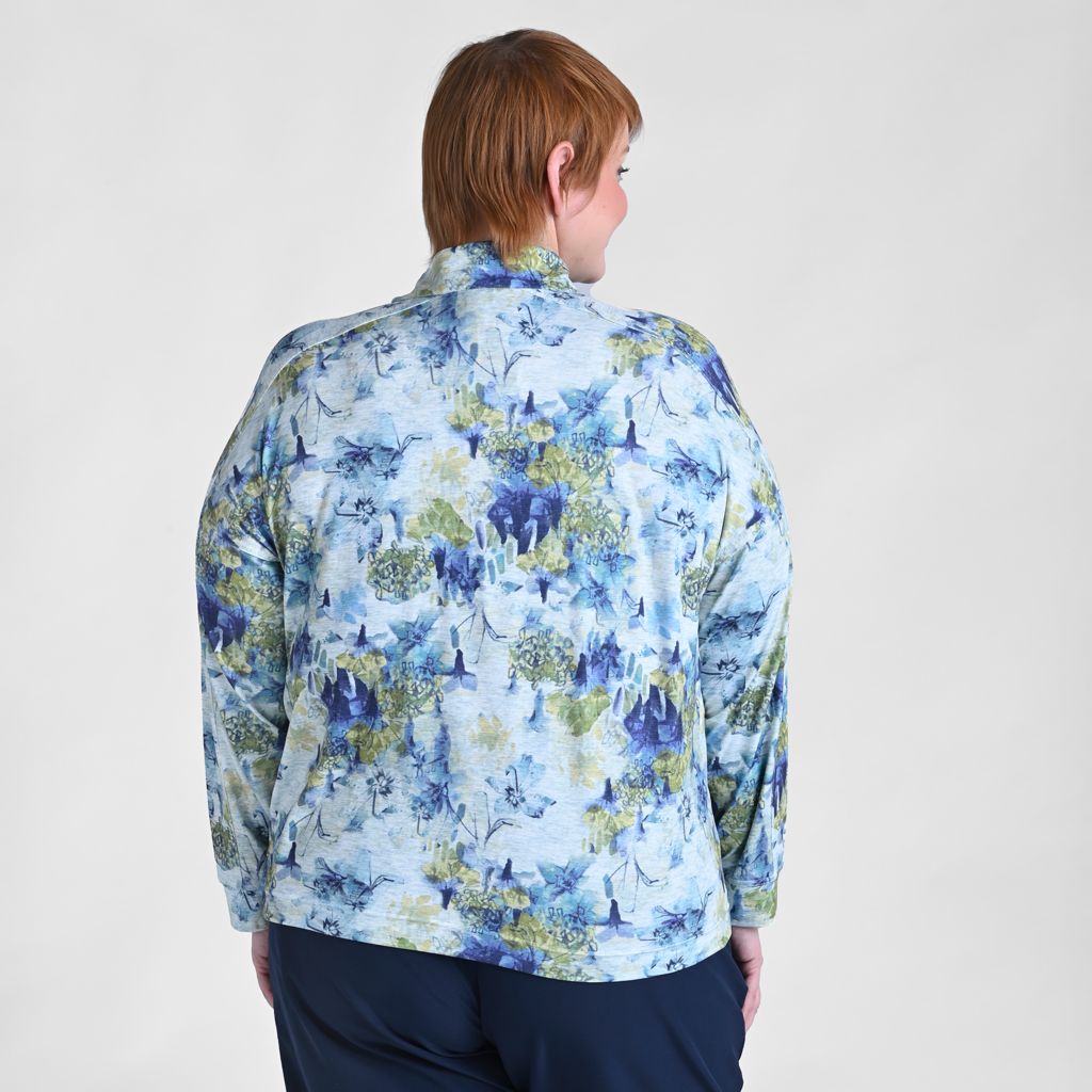 Christopher & Banks Relaxed Restyled Space Dye Print Quarter Snap Top