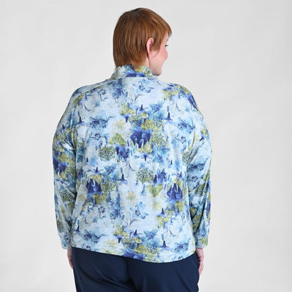Christopher & Banks Relaxed Restyled Space Dye Print Quarter Snap Top