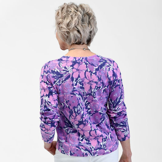Christopher & Banks Floral Print V Neck Cardigan