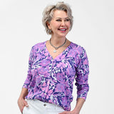 Christopher & Banks Floral Print V Neck Cardigan