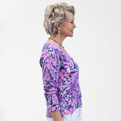 Christopher & Banks Floral Print V Neck Cardigan