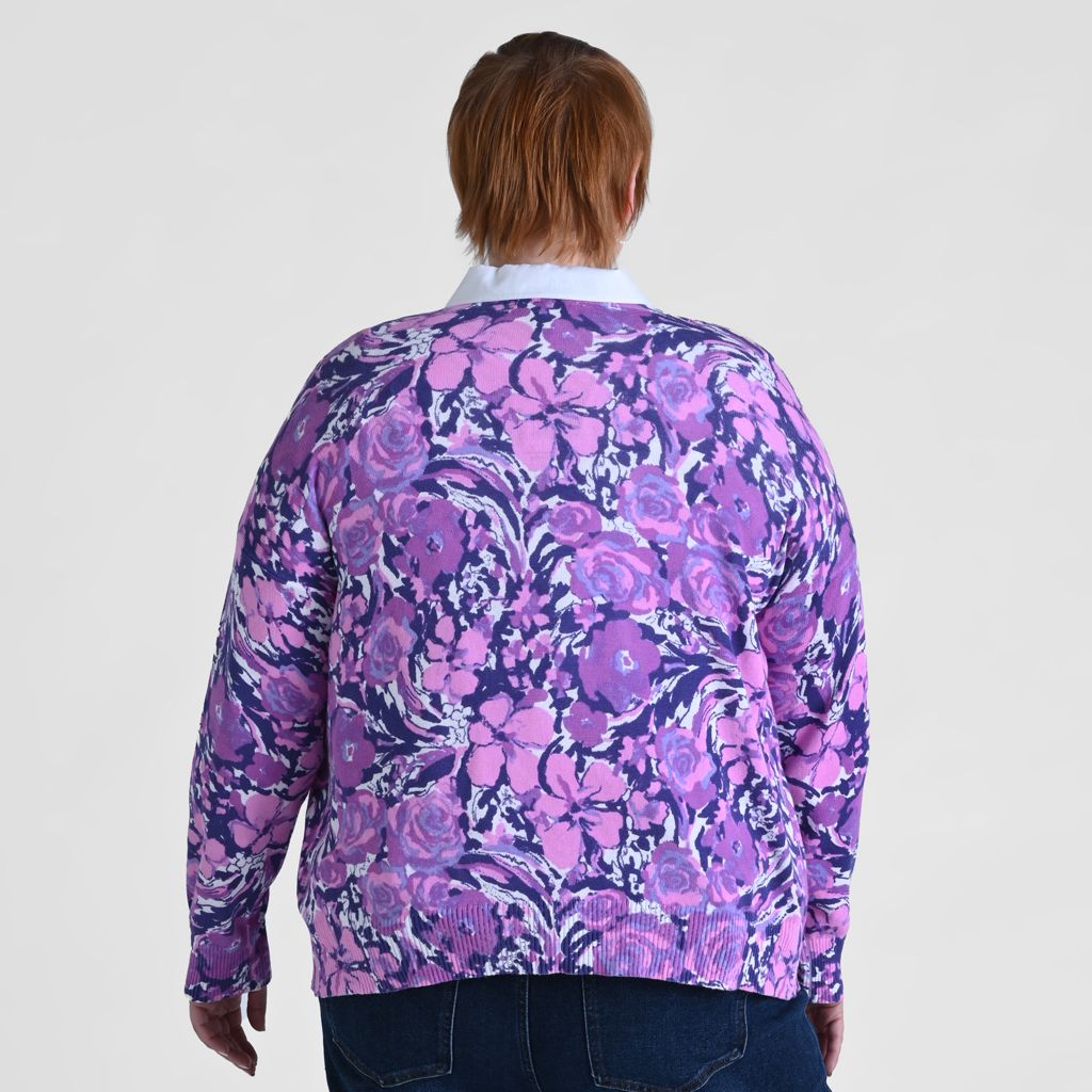 Christopher & Banks Floral Print V Neck Cardigan