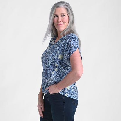 Christopher & Banks Paisley Printed V Neck Tulip Sleeve Top