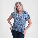 Christopher & Banks Paisley Printed V Neck Tulip Sleeve Top
