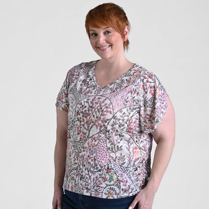 Christopher & Banks Paisley Printed V Neck Tulip Sleeve Top