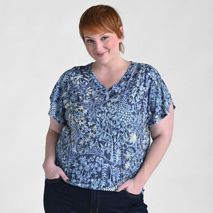Christopher & Banks Paisley Printed V Neck Tulip Sleeve Top