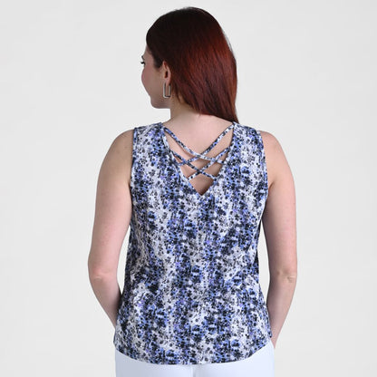 Christopher & Banks Relaxed Restyled Printed Crossover Back Tank Top
