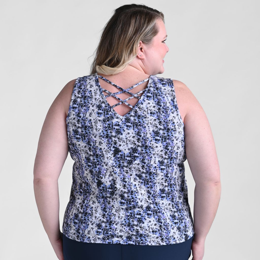 Christopher & Banks Relaxed Restyled Printed Crossover Back Tank Top