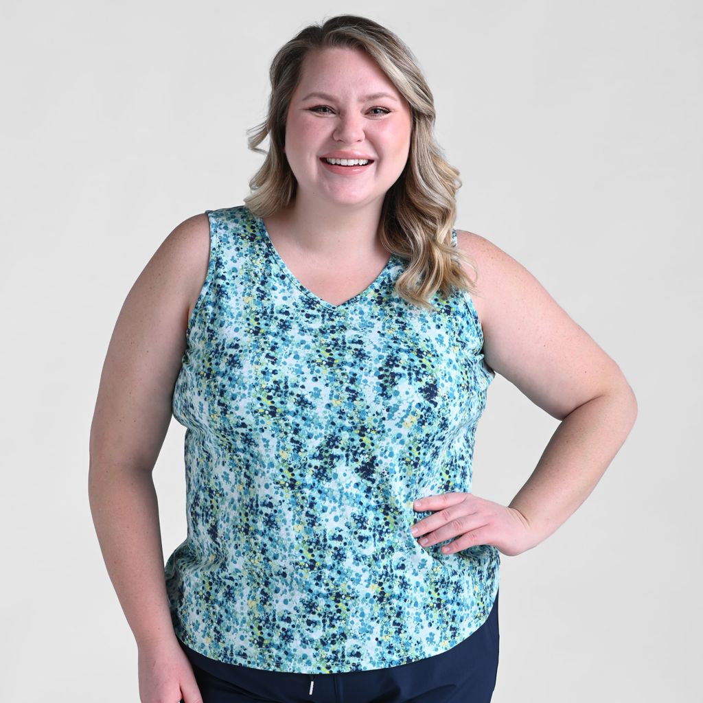 Christopher & Banks Relaxed Restyled Printed Crossover Back Tank Top