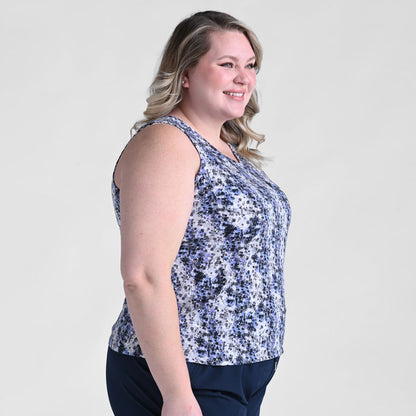 Christopher & Banks Relaxed Restyled Printed Crossover Back Tank Top