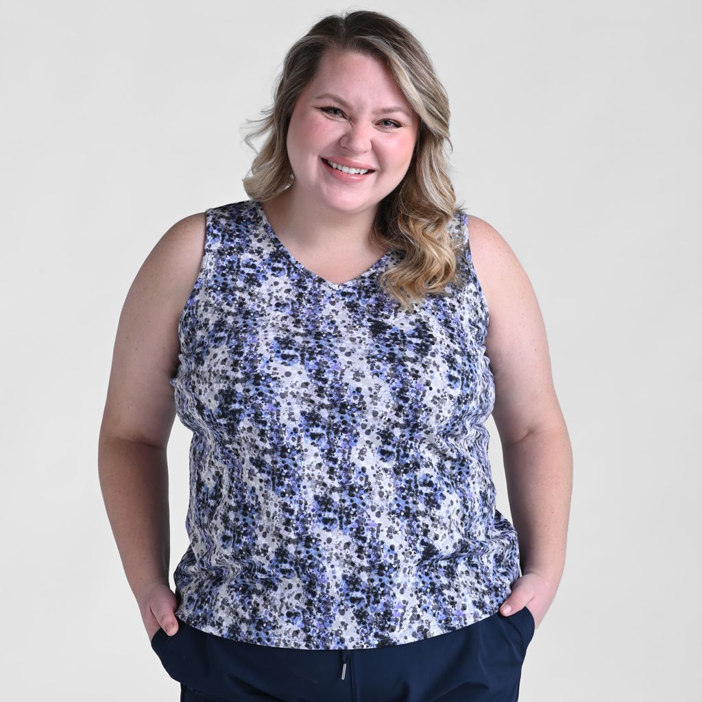 Christopher & Banks Relaxed Restyled Printed Crossover Back Tank Top