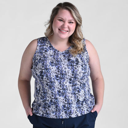 Christopher & Banks Relaxed Restyled Printed Crossover Back Tank Top