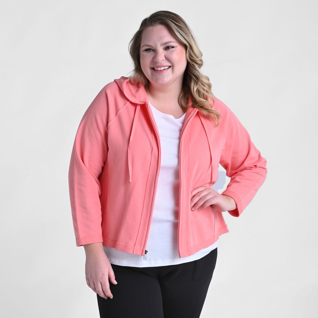 Christopher & Banks Relaxed Restyled French Terry Seamed Zip Up Jacket