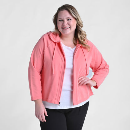 Christopher & Banks Relaxed Restyled French Terry Seamed Zip Up Jacket