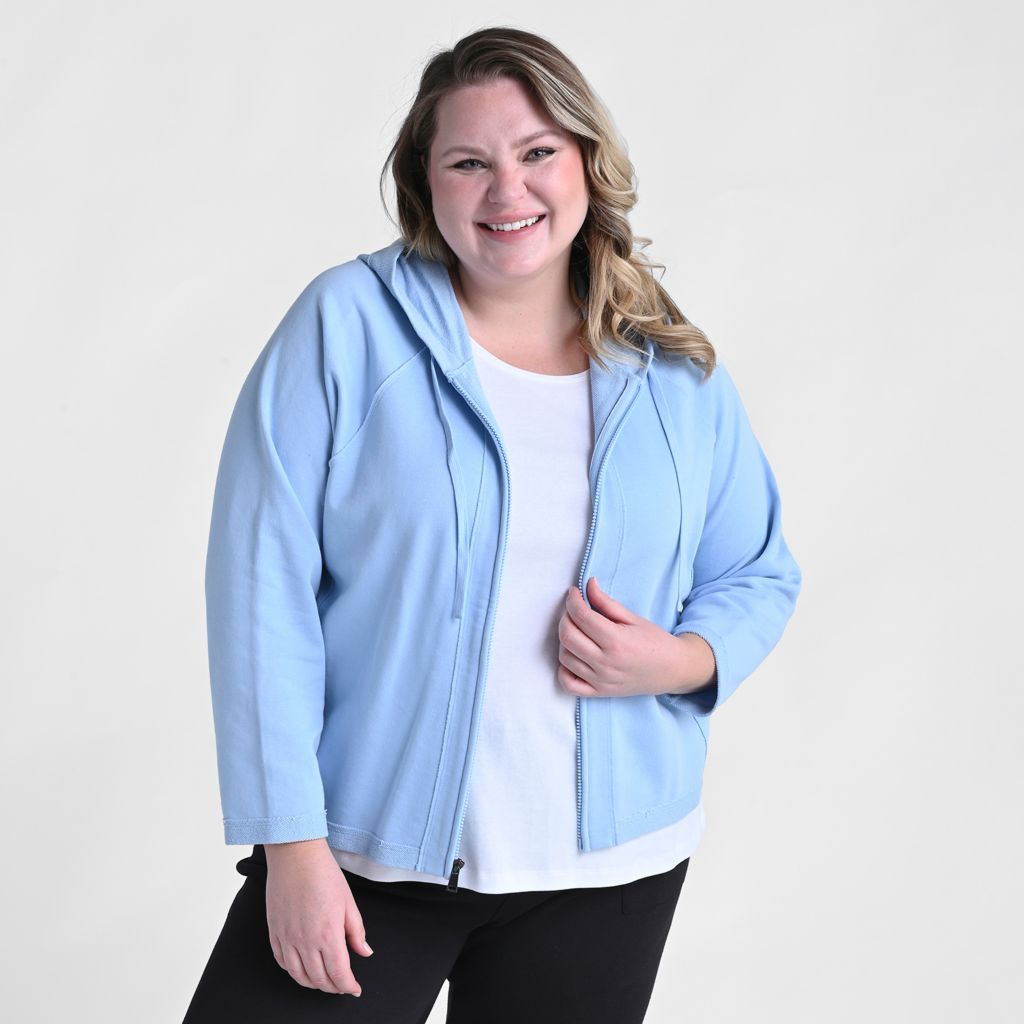 Christopher & Banks Relaxed Restyled French Terry Seamed Zip Up Jacket