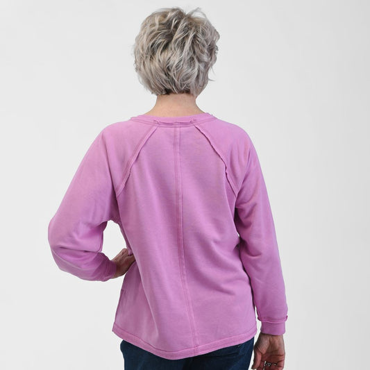 Christopher & Banks Relaxed Restyled Oversized French Terry Split Neck Top