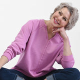 Christopher & Banks Relaxed Restyled Oversized French Terry Split Neck Top