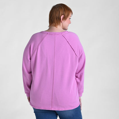 Christopher & Banks Relaxed Restyled Oversized French Terry Split Neck Top