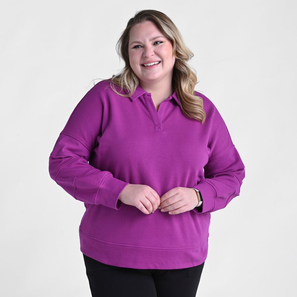 Christopher & Banks French Terry Oversized Collared Sweatshirt