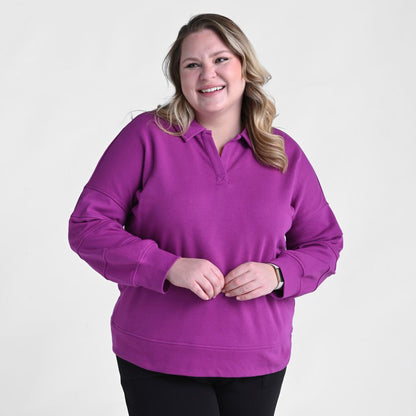 Christopher & Banks French Terry Oversized Collared Sweatshirt