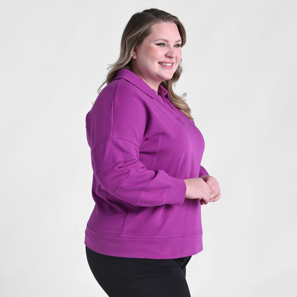 Christopher & Banks French Terry Oversized Collared Sweatshirt