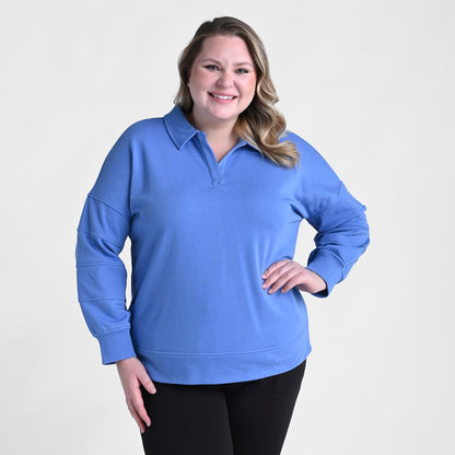 Christopher & Banks French Terry Oversized Collared Sweatshirt