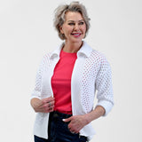 Christopher & Banks Relaxed Restyled Mesh Zip Up Wide Collar Sweater