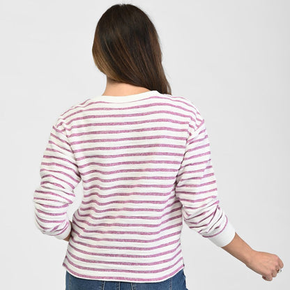 Christopher & Banks Relaxed Restyled Textured Stripe Sweatshirt
