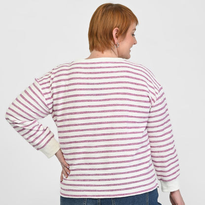 Christopher & Banks Relaxed Restyled Textured Stripe Sweatshirt