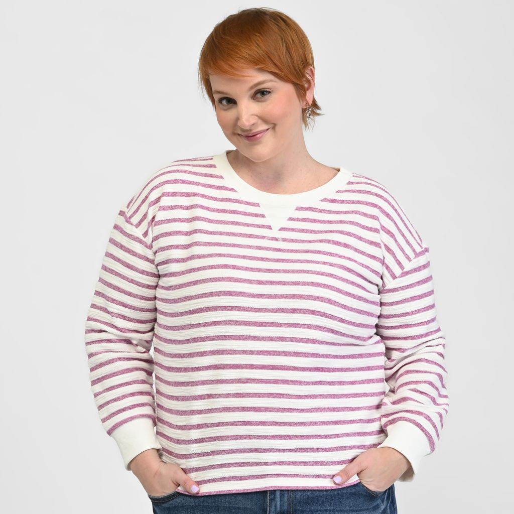 Christopher & Banks Relaxed Restyled Textured Stripe Sweatshirt