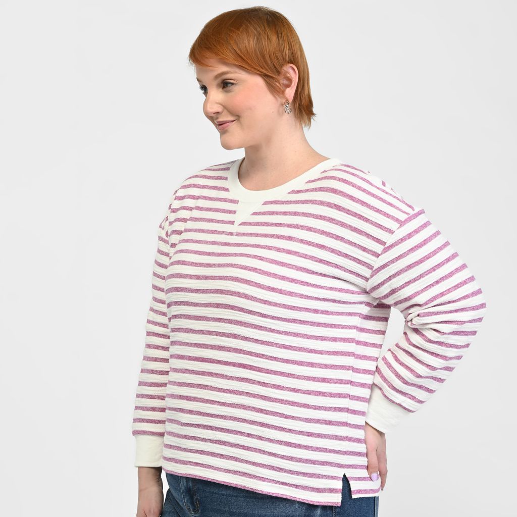 Christopher & Banks Relaxed Restyled Textured Stripe Sweatshirt
