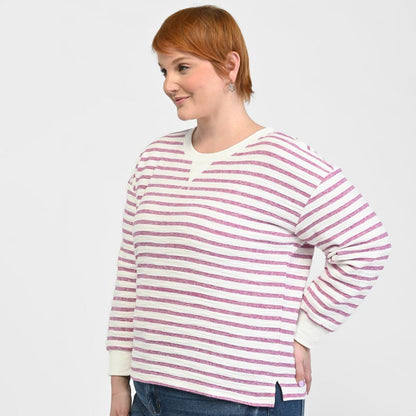 Christopher & Banks Relaxed Restyled Textured Stripe Sweatshirt