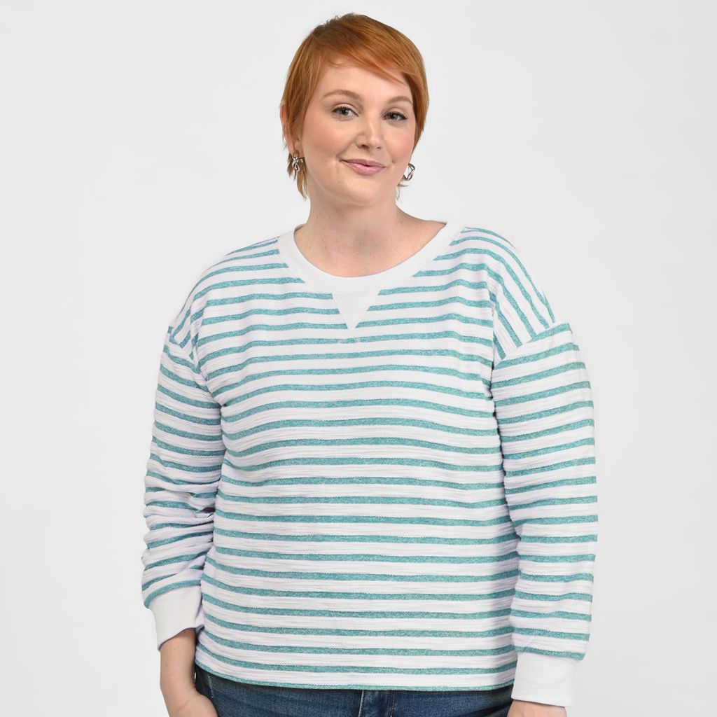 Christopher & Banks Relaxed Restyled Textured Stripe Sweatshirt