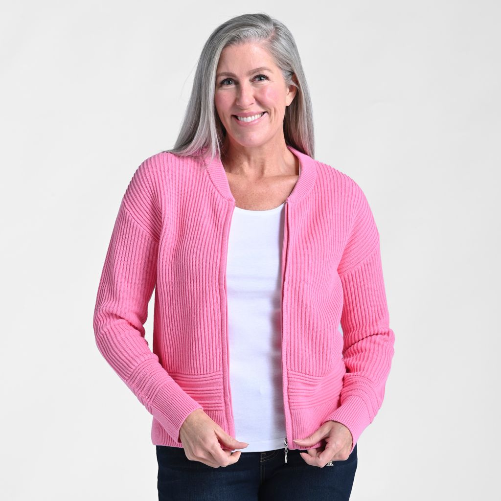 Christopher & Banks Zip Front Long Sleeve Sweater