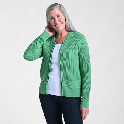 Christopher & Banks Zip Front Long Sleeve Sweater