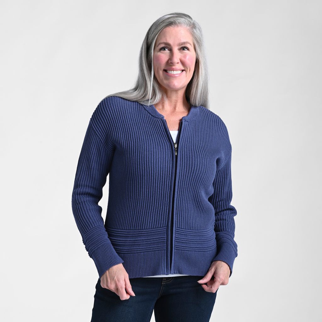 Christopher & Banks Zip Front Long Sleeve Sweater