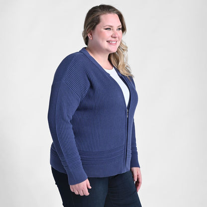 Christopher & Banks Zip Front Long Sleeve Sweater